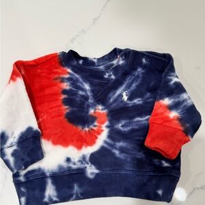 Ralph Lauren Infants Tie-Dye Sweatshirt - Navy, Red, and White